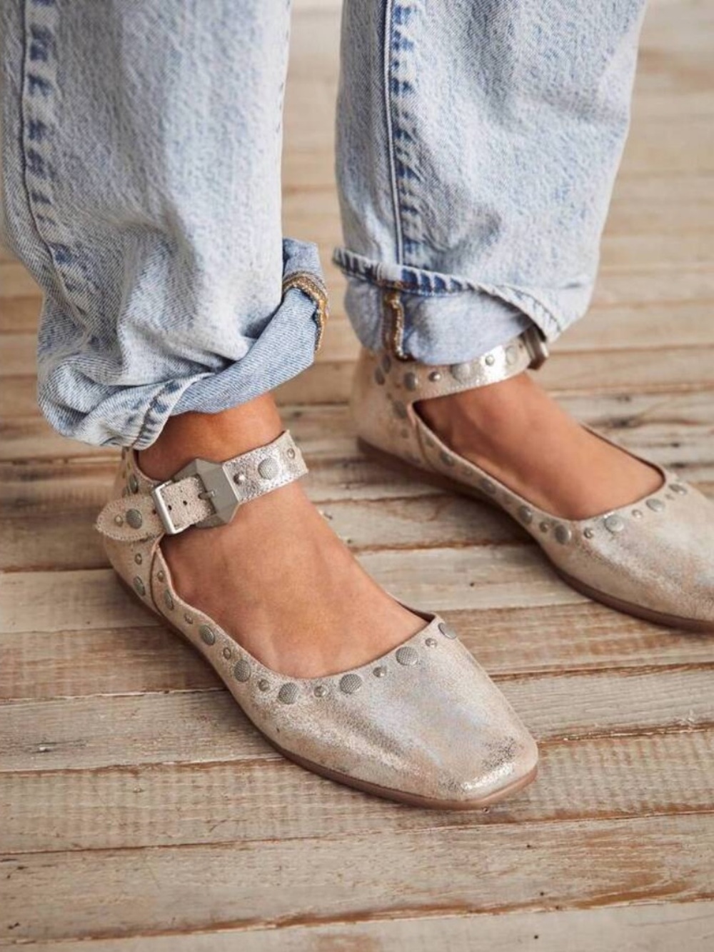 FREE PEOPLE women's mystic mary jane flats in champagne